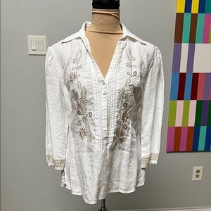 Per Una White Blouse with Floral Embroidery